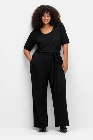 Sheego Jumpsuit »Jumpsuit mit Bindegürtel und weitem Bein«