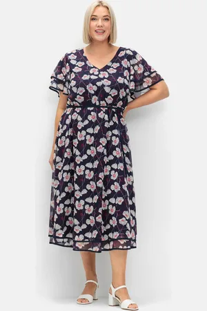 Sheego Chiffonkleid »Chiffonkleid mit Blumendruck und Flügelärmeln«
