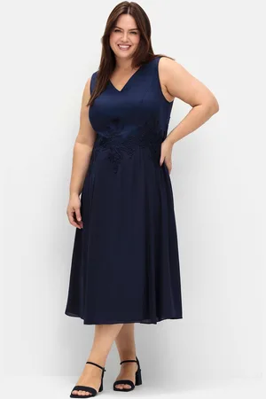 Sheego Cocktailkleid »Cocktailkleid im Materialmix, mit floraler Spitze«