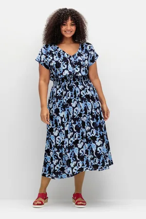 Sheego Druckkleid »Kleid mit Minimalprint und Smokbund«