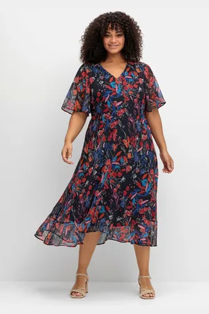 Sheego Chiffonkleid »Chiffonkleid mit Blumendruck und Volant am Saum«