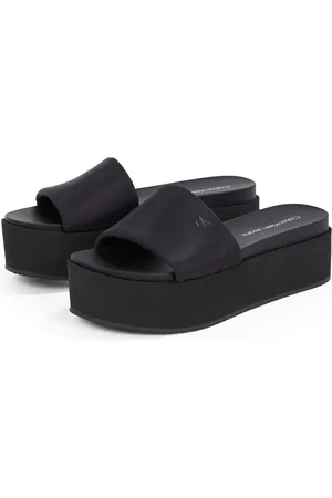 Calvin Klein Pantolette »FLATFORM SANDAL SLIDE IN NYLON«, Poolslides, Sommerschuh, Strandschuh, Plateausohle, zum Schlupfen