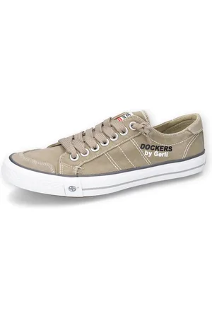 Dockers Slip-On Sneaker, Freizeitschuh, Retro Sneaker, Fake Schnürung, in cooler Jeansoptik