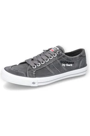 Dockers Slip-On Sneaker, Freizeitschuh, Retro Sneaker, Fake Schnürung, in cooler Jeansoptik