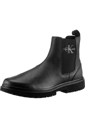 Calvin Klein Chelseaboots »EVA MID CHELSEA BOOT LTH«, Schlupfboots, Stiefelette mit seitlichem CK-Logo und Anziehlasche