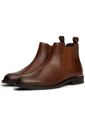 Tommy Hilfiger Chelseaboots »CORE RWB HILFIGER LTH CHELSEA«, Blockabsatz, Stiefelette, Businessschuh mit Streifen an der Ferse