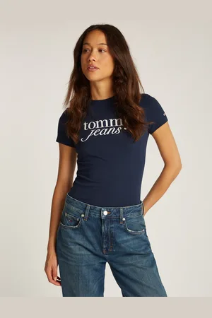 Tommy Hilfiger Rundhalsshirt »Shirt TJW SLIM ESSENTIAL«, in Großen Größen, Logo-Print auf Brusthöhe, mit Logostickerei
