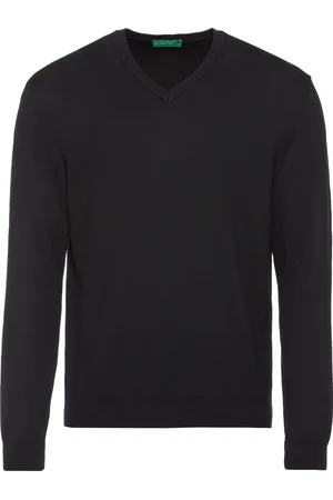 Benetton V-Ausschnitt-Pullover, mit Markenlabel