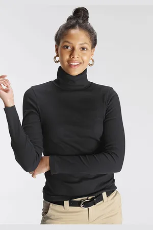 AJC Langarmshirt, sehr figurbetont, Rollkragen, Basic-Stil
