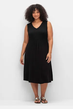 Sheego Jerseykleid »Ärmelloses Jerseykleid mit Raffung vorn«, mit Raffung vorn