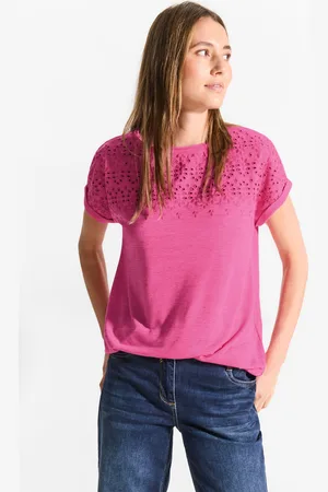CECIL Kurzarmshirt, mit Lochstickerei