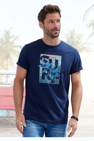 john devin T-Shirt, Rundhalsshirt mit Surf -Aufdruck aus reiner Baumwolle