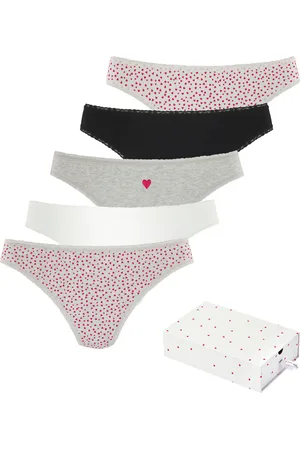 Lascana String, (5er-Pack), mit süßen Herzchen-Prints und aus elastischer Baumwoll-Qualität