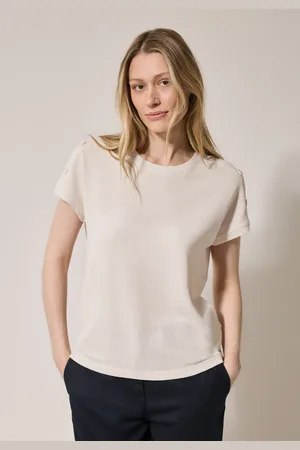 CECIL T-Shirt, in Struktur-Optik und mit Knopf-Details