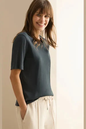 CECIL T-Shirt, mit feiner Ripp Struktur