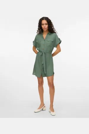 VERO MODA Midikleid »VMBUMPY SS SHORT SHIRT DRESS WVN GA NOOS«