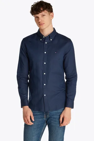 Tommy Hilfiger Langarmhemd »LINEN BLEND SOLID RF SHIRT«, mit Button-down-Kragen