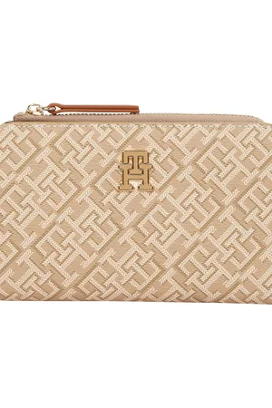 Tommy Hilfiger Geldbörse »TH MONOPLAY LEATHER MED 7 WALLET«, Damen Geldbeutel, Portemonnaie mit Allover-Logodruck