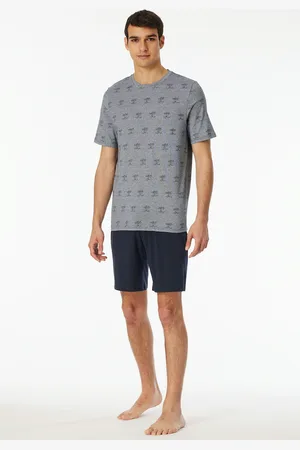 Schiesser Shorty »"95/5"«, (2 tlg.), Shirt mit garngefärbten, feinen Ringel mit Palmendruck