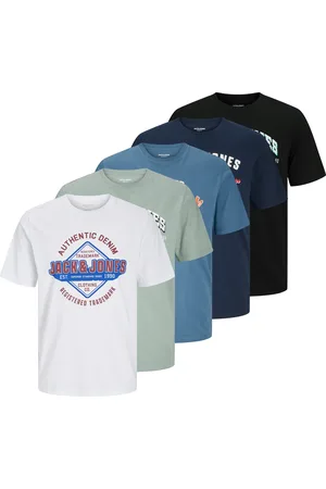 JACK & JONES Rundhalsshirt »JJELOGO TEE SS O-NECK 2 COL SS25 5PK MP«, (Packung, 5 tlg.)