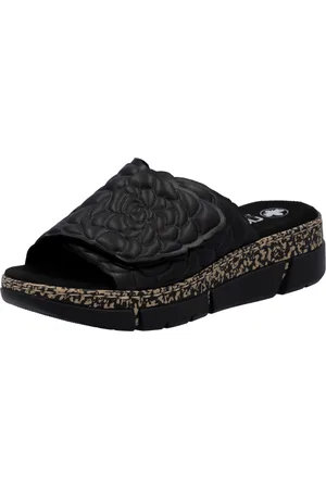 Rieker Pantolette, Sommerschuh, Klettschuh, Hausschuh, Plateau, mit Klettverschluss
