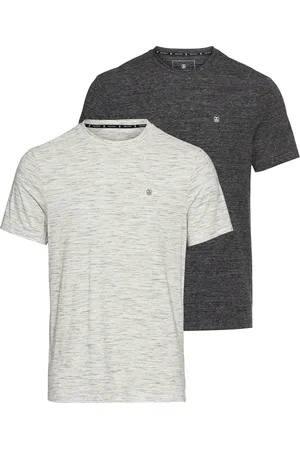 DELMAO T-Shirt, (Packung, 2-er Pack), in hochwertiger Melange-Optik mit dezenter Logo-Stickerei