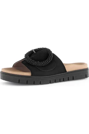 Gabor Pantolette, Plateau, Sommerschuh, Schlappen mit Zierperlen an der Zierschnalle