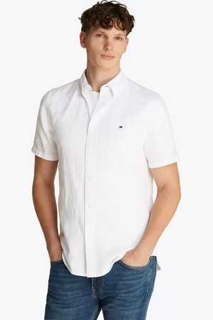 Tommy Hilfiger Kurzarmhemd »LINEN BLEND SOLID SS RF SHIRT«, mit Button-down-Kragen