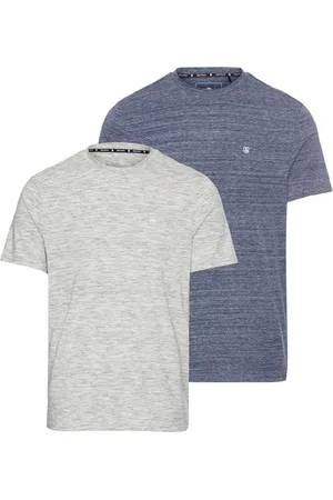DELMAO T-Shirt, (Packung, 2-er Pack), in hochwertiger Melange-Optik mit dezenter Logo-Stickerei