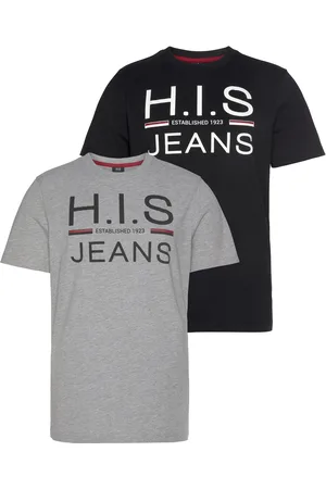 H.I.S Rundhalsshirt, (Packung, 2er-Pack), schmal geschnitten, bedrucktes Design, Rundhals, aus Baumwolle