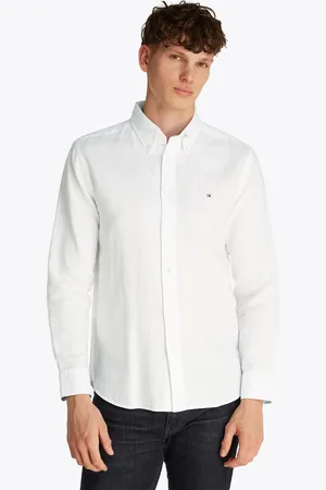 Tommy Hilfiger Langarmhemd »LINEN BLEND SOLID RF SHIRT«, mit Button-down-Kragen