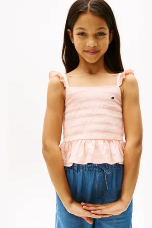 Tommy Hilfiger Trägertop »TEXTURED COTTON TOP SLVLS«, mit Stickerei, mit Rüschen