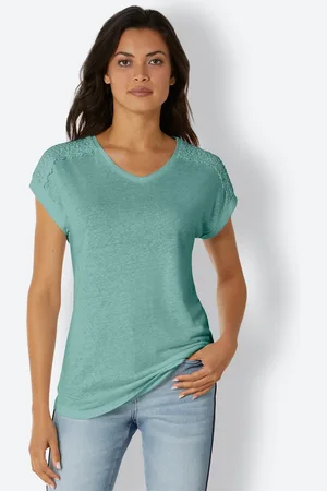 CREATION L PREMIUM V-Shirt »Leinen-Viskose-Shirt«, (1 tlg.)