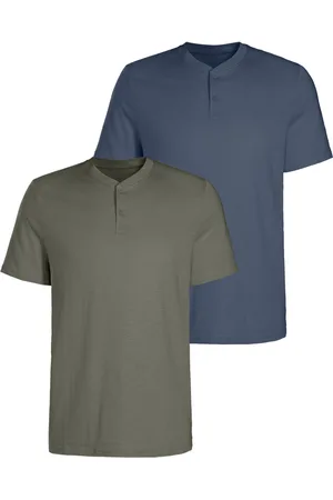 H.I.S Kurzarmshirt, (Packung, 2), mit Henleykragen aus strukturierter Baumwoll-Qualität