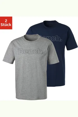 Bench T-Shirt, (2 tlg.), Shirt mit Logoprint, Basicshirt mit Rundhals aus reiner Baumwolle