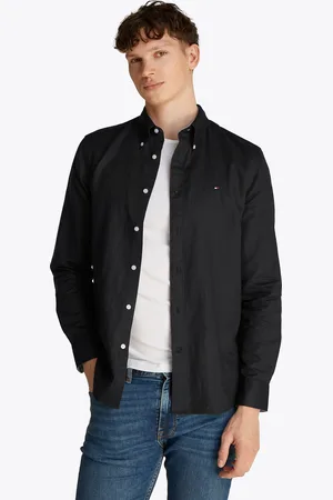 Tommy Hilfiger Langarmhemd »LINEN BLEND SOLID RF SHIRT«, mit Button-down-Kragen