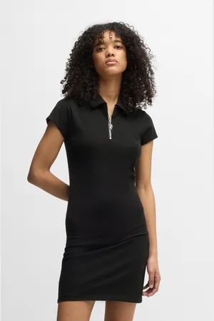 Hugo Blue Jerseykleid »Nera_B«, mit Polokragen, Logo-Puller