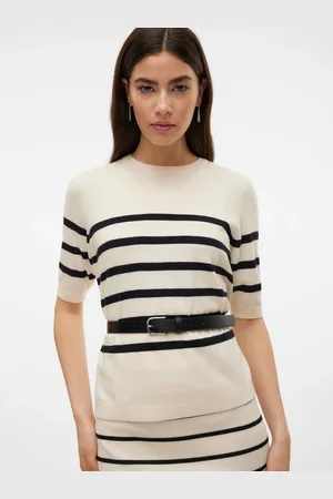 VERO MODA Kurzarmpullover »leichter Feinstrickpullover VMSABA PLAIN SS O-NECK PULLOVER GA NOOS«, (Damenpullover, Rundhalsausschnitt, Kurzarm, Sommerpulli,), im Regular Fit aus pflegeleichtem Materialmix mit Viskose