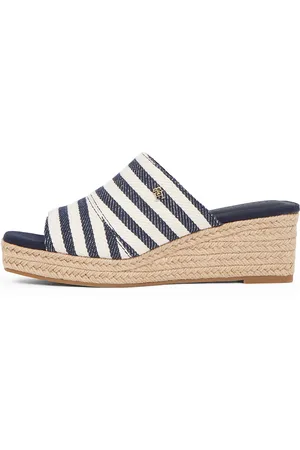 Tommy Hilfiger Pantolette »NAUTICAL STRIPES ESPADRILLE MULE«, Keilabsatz, Sommerschuh im modischen Streifen-Look