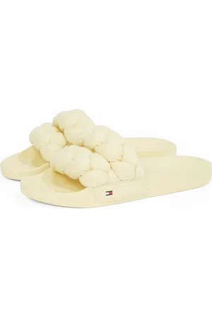 Tommy Hilfiger Pantolette »TJW BRAIDED SLIDE«, Sommerschuh, Flats, Schlupfschuh, geflochtene, wattierte Bandage