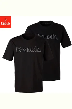 Bench T-Shirt, (2 tlg.), Shirt mit Logoprint, Basicshirt mit Rundhals aus reiner Baumwolle