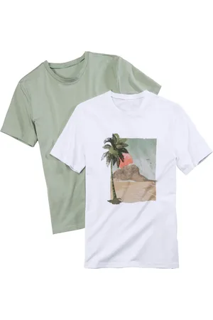 beachtime T-Shirt, (Packung, 2 tlg.), Freizeitshirt mit Rundhals und Frontprint aus reiner Baumwolle