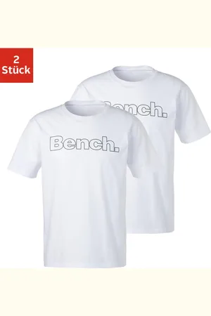 Bench T-Shirt, (2 tlg.), Shirt mit Logoprint, Basicshirt mit Rundhals aus reiner Baumwolle