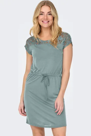 ONLY Spitzenkleid »ONLSINDY LIFE S/S O-NECK MIX DRESS JRS«