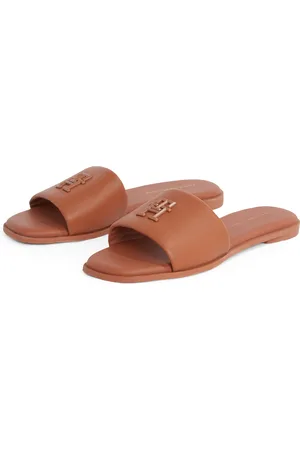 Tommy Hilfiger Pantolette »TH LOGO HARDWARE LEATHER MULE«, Sommerschuh, Flats, Bequemschuh mit TH-Logo