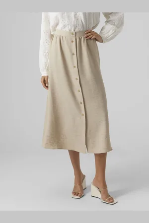 VERO MODA Maxirock »VMMELANEY HW BUTTON CALF SKIRT WVN NOOS«