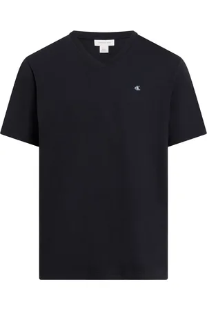 Calvin Klein T-Shirt »SS SMOOTH CTTN SOLID VNECK TEE«, mit Logostickerei