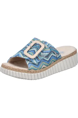 Rieker Keilpantolette, Sommerschuh, Strandschuh, Hausschuh mit praktischem Klettverschluss