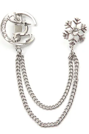 Firetti Brosche »Schmuck Geschenk Ansteckschmuck Glieder Schneeflocke, Mond, Hirsch«, mit Glasstein