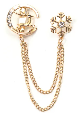 Firetti Brosche »Schmuck Geschenk Ansteckschmuck Glieder Schneeflocke, Mond, Hirsch«, mit Glasstein